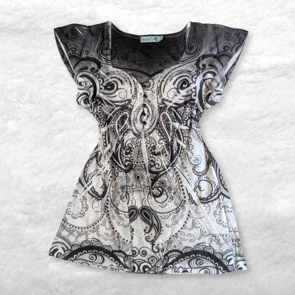 unity world wear paisley tunic top y2k style